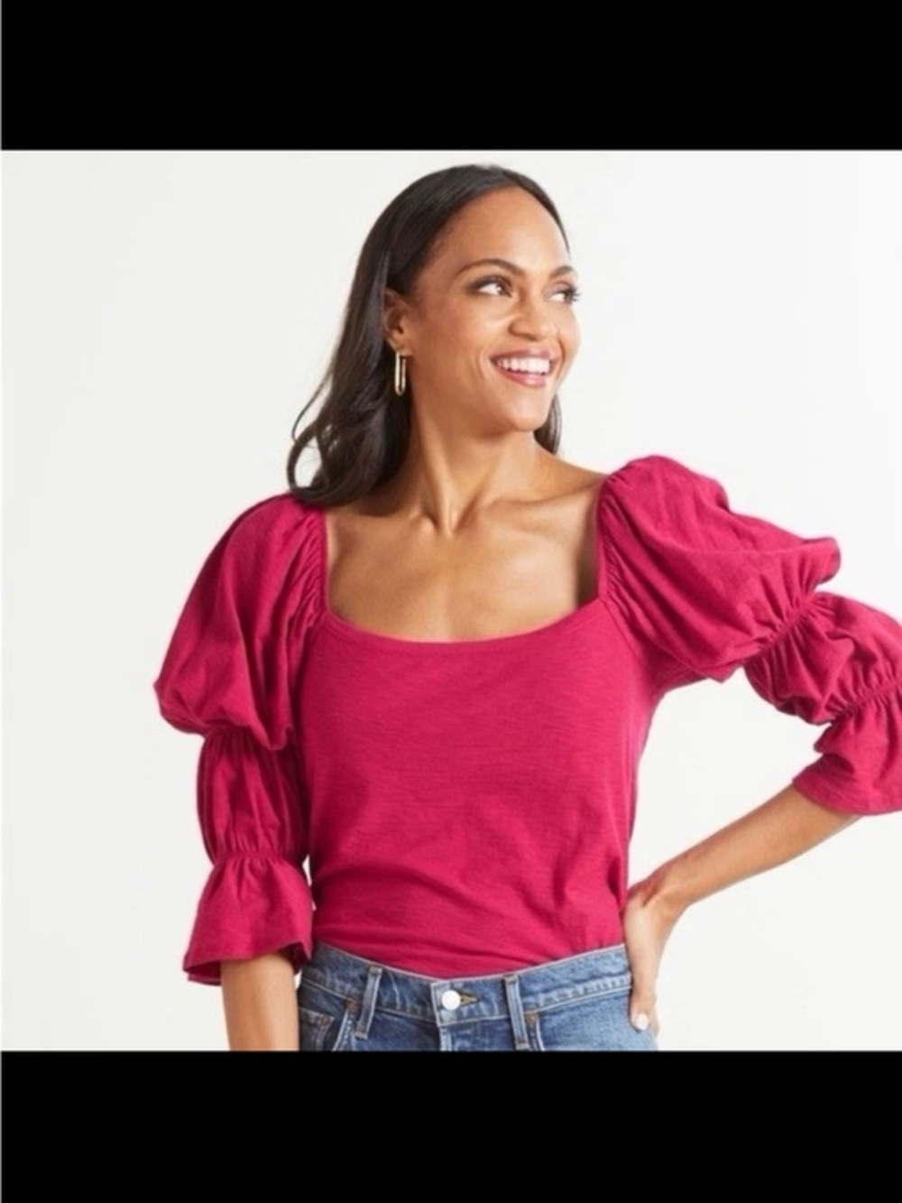 Nation LTD Puff Sleeve Hillary Romance Tee in Heartbreaker Size medium